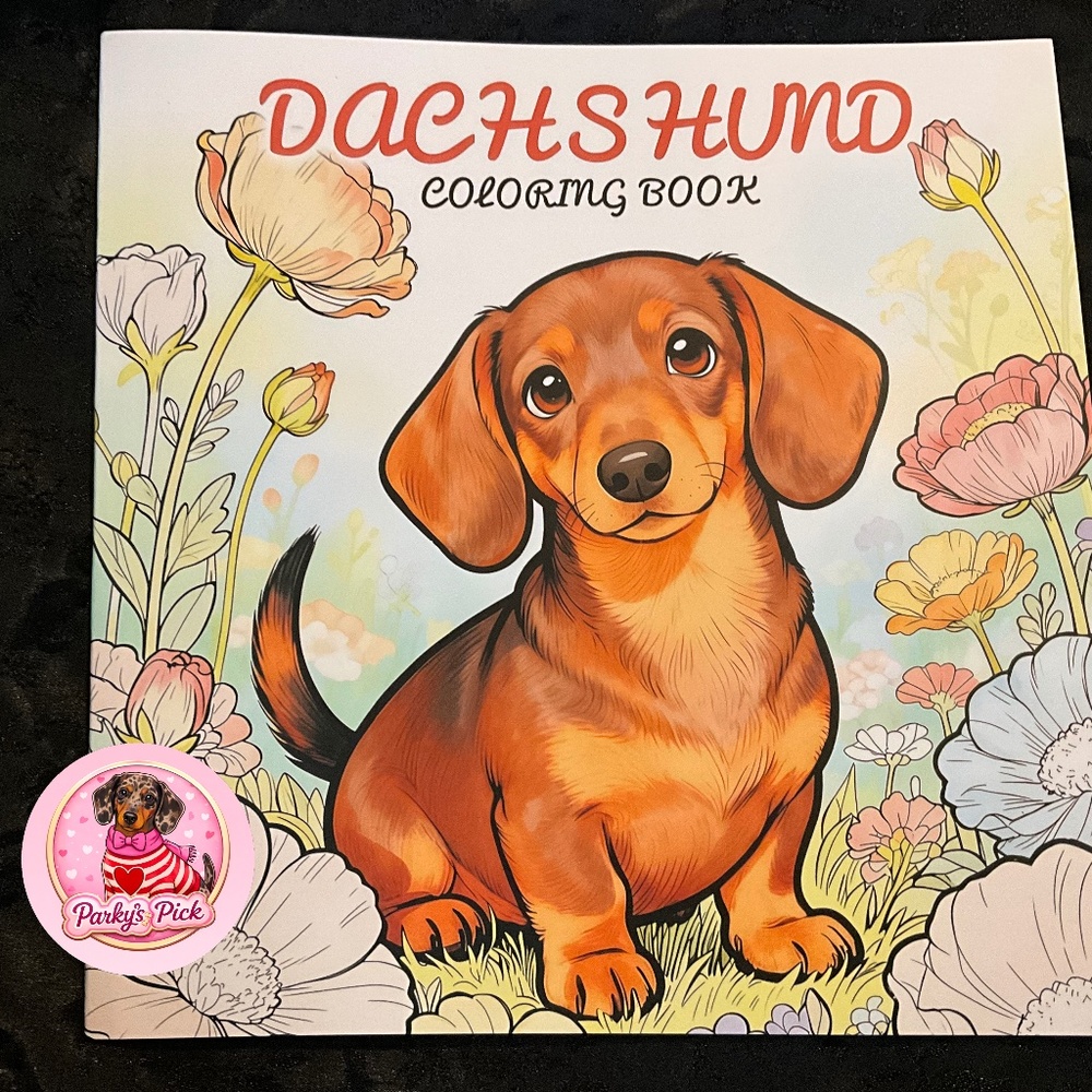 Dachshund Lover Adult Coloring Book | Realistic Floral Doxie Designs